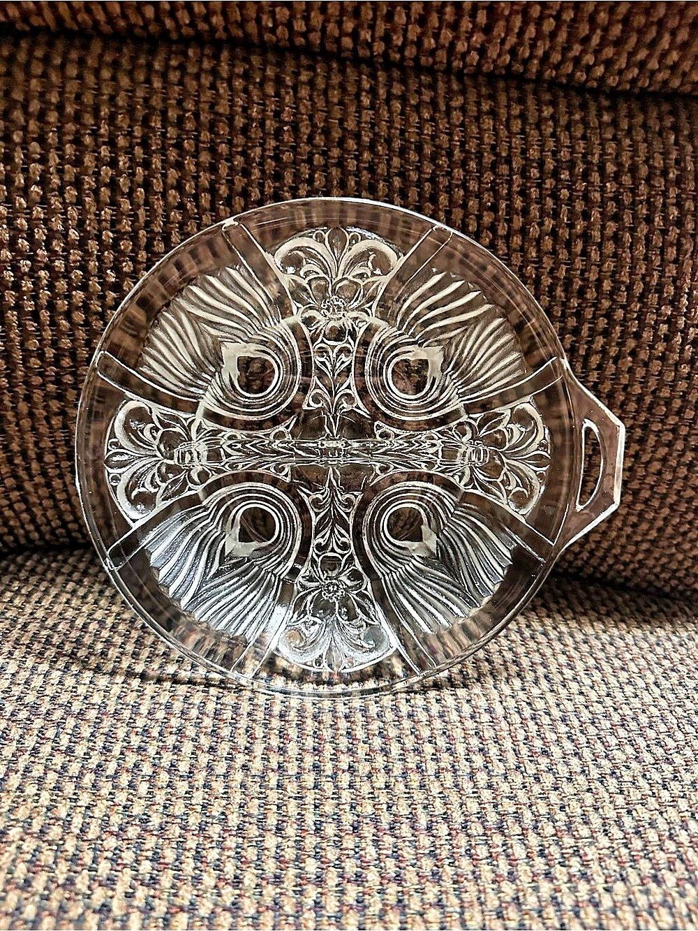 Clear Floral Glass Serving Dish